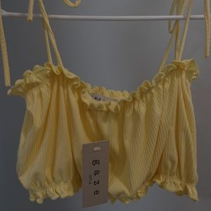 Gaze Yellow Crop Top Shirt